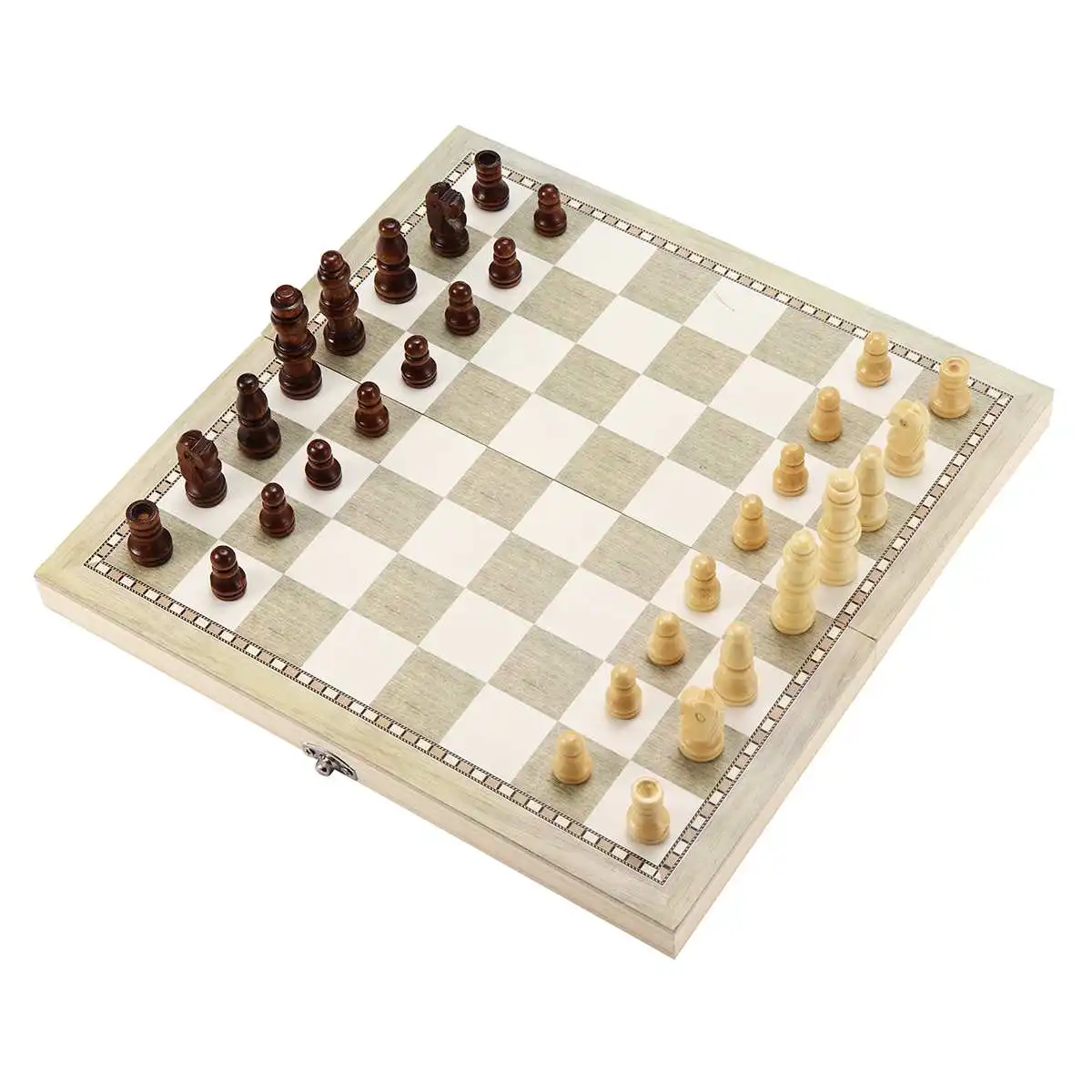 3 in 1 Foldable Wooden Chess Board Set Travel Games Chess Backgammon Checkers Toy Chessmen Entertainment Game Board Toys Gift
3 in 1 Foldable Wooden Chess Board Set Travel Games Chess Backgammon Checkers Toy Chessmen Entertainment Game Board Toys Gift