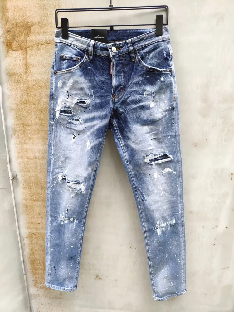 European American jeans famous brand Denim jeans pants Men Slim denim trousers button blue hole Pencil Pants jeans for men 893
European American jeans famous brand Denim jeans pants Men Slim denim trousers button blue hole Pencil Pants jeans for men 893