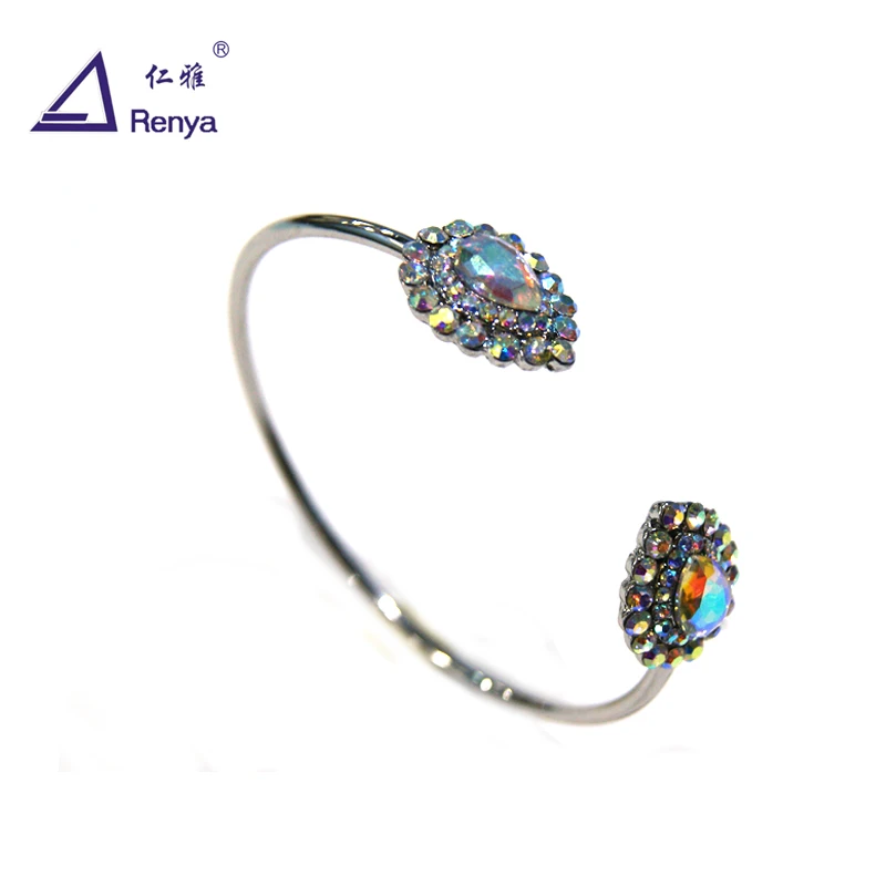 Renya Shiny White Gold Bangle With Drop Shape Charm Bracelets Rhinestone Setting Open Adjustable Size Cuff Bangles For Women
Renya Shiny White Gold Bangle With Drop Shape Charm Bracelets Rhinestone Setting Open Adjustable Size Cuff Bangles For Women