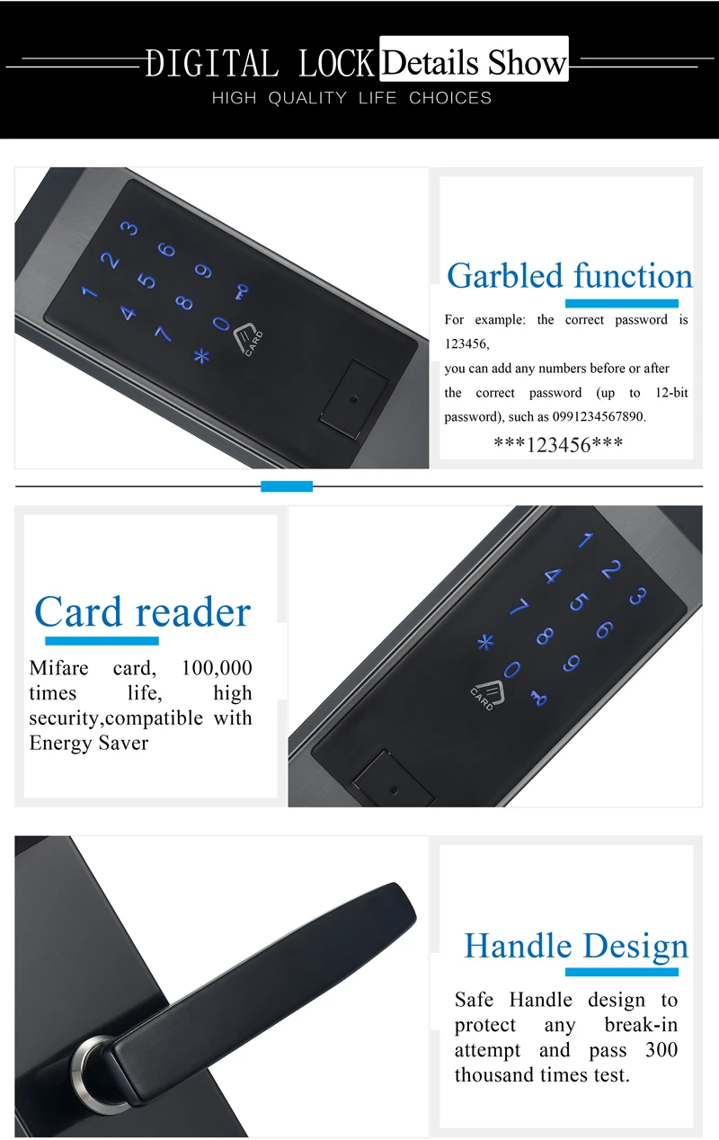 Security Electronic Touch Screen Keypad Password Lock Door Home Office Door Lock