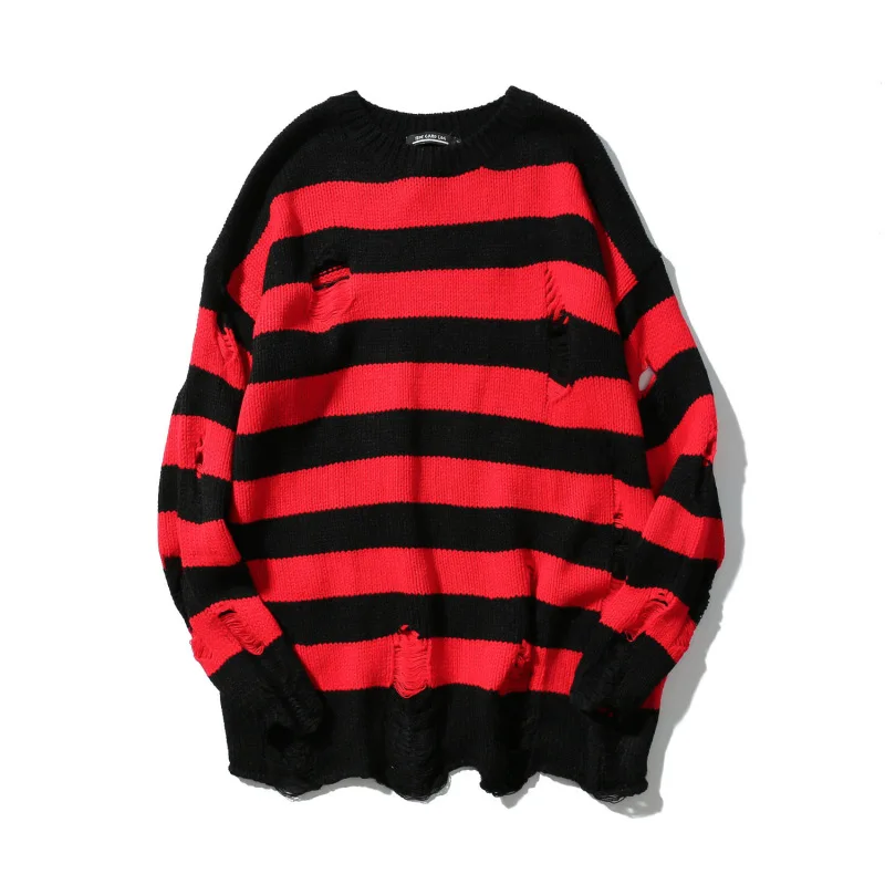 Mens Ripped Holes Sweater autumn retro Vintage oversized striped sweater high quality Loose Cotton Casual men Pullovers sweater
Mens Ripped Holes Sweater autumn retro Vintage oversized striped sweater high quality Loose Cotton Casual men Pullovers sweater