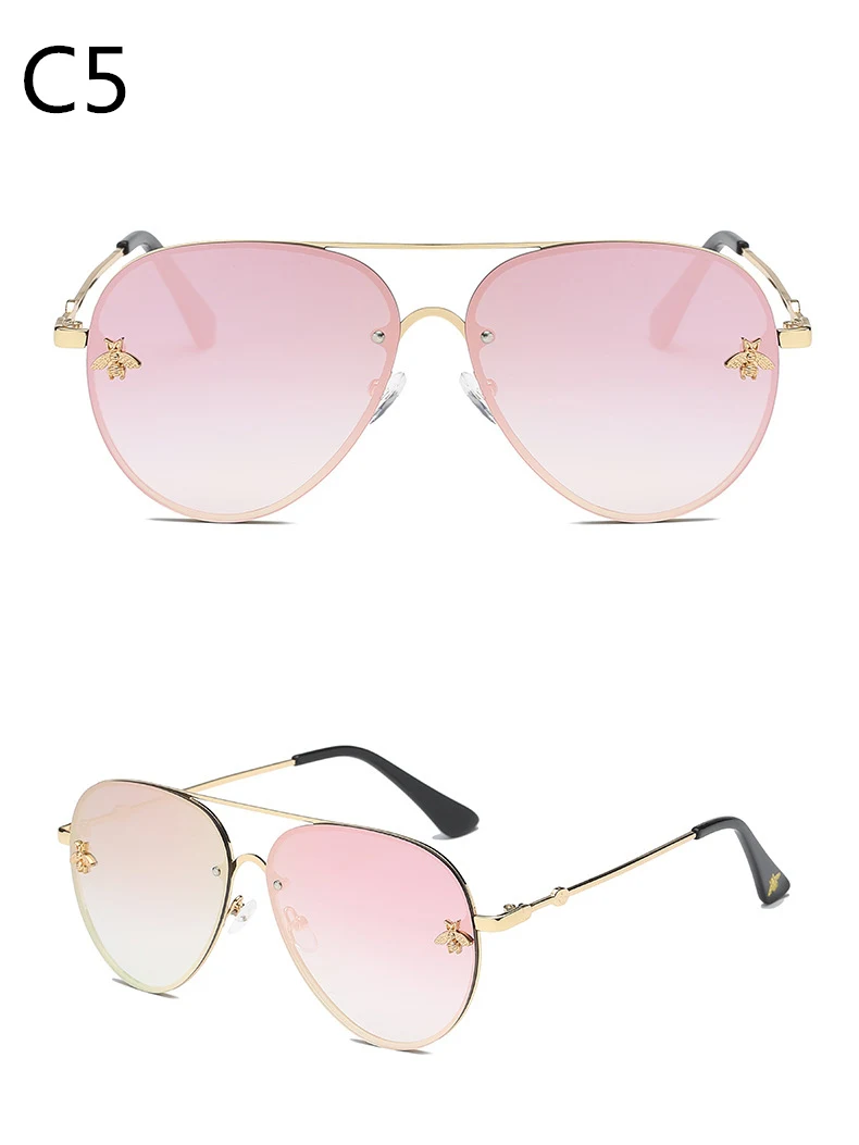 ASOUZ 2019 new fashion ladies sunglasses UV400 metal oval frame bee sunglasses classic brand design sports driving sunglasses (1)
