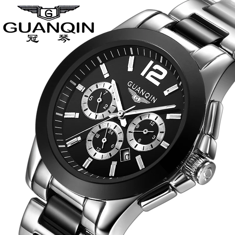 GUANQIN Watches Men Top brand 6 Hands Date Day 24 Hours Display waterproof Stainless Steel Black Wrist Men's Sport Quartz Watch
GUANQIN Watches Men Top brand 6 Hands Date Day 24 Hours Display waterproof Stainless Steel Black Wrist Men's Sport Quartz Watch