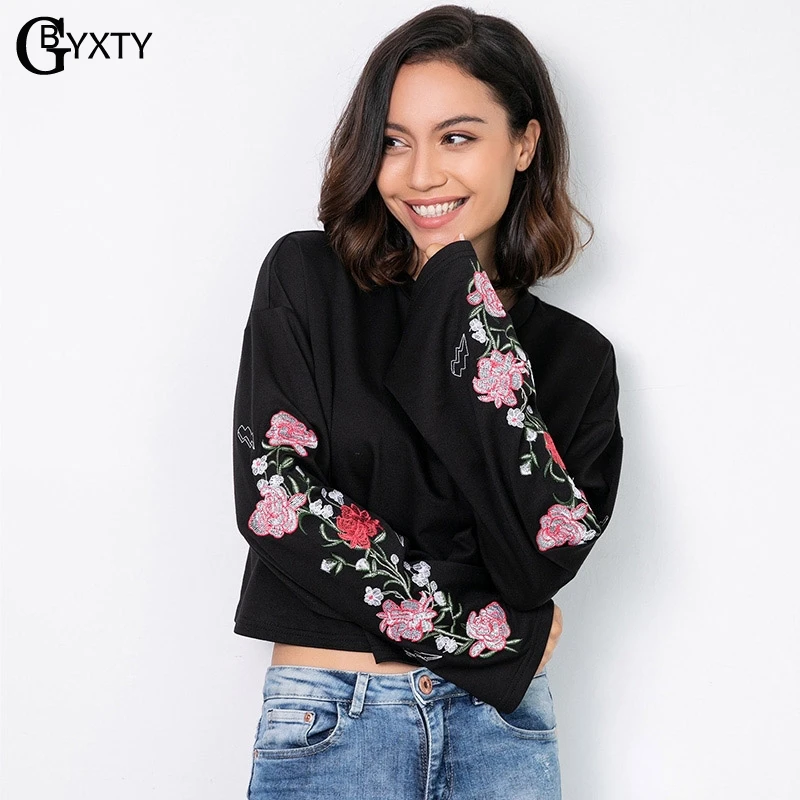 GBYXTY Ladies Elegant Floral Embroidery Cropped Hoodies 2018 Autumn Women Flare Sleeve Loose Hoodie Pullovers Sweatshirt ZA1122
GBYXTY Ladies Elegant Floral Embroidery Cropped Hoodies 2018 Autumn Women Flare Sleeve Loose Hoodie Pullovers Sweatshirt ZA1122