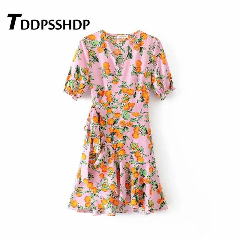 2019 Waist Strap Deep V Neck Women Dress Puff Sleeve Ruffles Orange Fruit Summer Female Dresses
2019 Waist Strap Deep V Neck Women Dress Puff Sleeve Ruffles Orange Fruit Summer Female Dresses