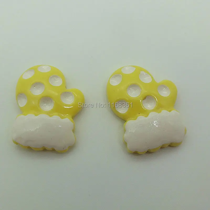 1pcs/lot resin flatback yellow glove 22mm Cabochons Scrapbooking Hair Bow Center DIY Christmas decration C106-9
