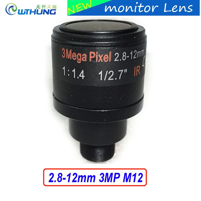 Metal case 1/2.7 inch Varifocal Lens 2.8mm-12mm 3Megapixel M12 Mount For 720P/1080P/3MP IP Camera or AHD/CVI/TVI CCTV Camera
Metal case 1/2.7 inch Varifocal Lens 2.8mm-12mm 3Megapixel M12 Mount For 720P/1080P/3MP IP Camera or AHD/CVI/TVI CCTV Camera