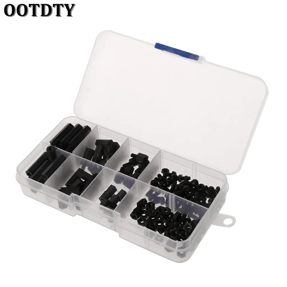 OOTDTY 160 Pcs M3 Nylon Black M-F Hex Spacers Screw Nut Assortment Kit Stand-off Set
OOTDTY 160 Pcs M3 Nylon Black M-F Hex Spacers Screw Nut Assortment Kit Stand-off Set