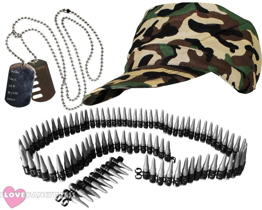 ADULT ARMY SOLDIER CAMO CAP BULLET BELT AND DOG TAG NECKLACE FANCY DRESS COSTUME ACCESSORIES LADIES MENS HEN STAG PICK ACCESSORY
ADULT ARMY SOLDIER CAMO CAP BULLET BELT AND DOG TAG NECKLACE FANCY DRESS COSTUME ACCESSORIES LADIES MENS HEN STAG PICK ACCESSORY