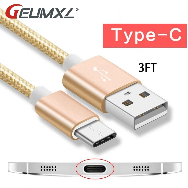 

3FT Nylon USB 3.1 Type C Fast Charger Cable for Samsung Galaxy Note 8 S8 S8+ Data Sync Charging Cable for LG Q8 G6 G5 V30 V20