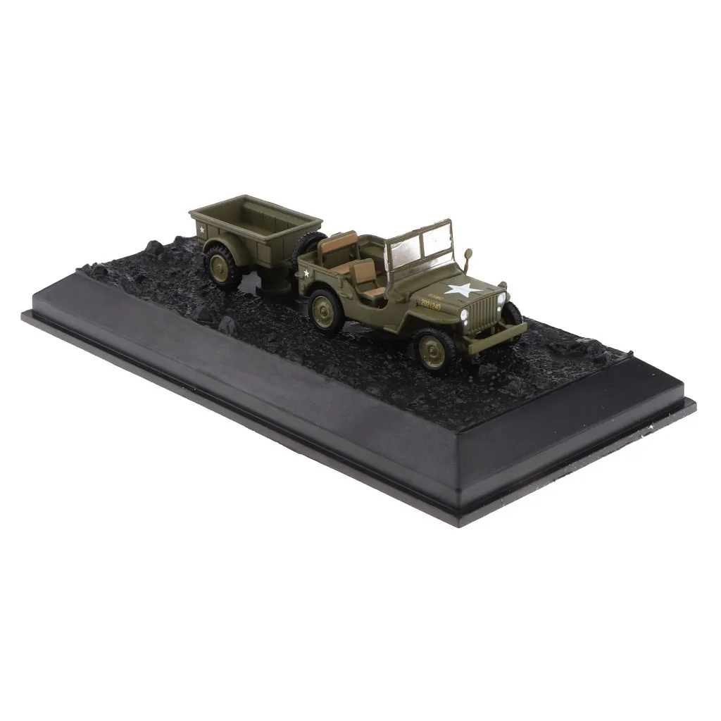 1:72 Willys MB Jeep Model-WWII US Army Vehicle Model Home Collectibles Playset Decor