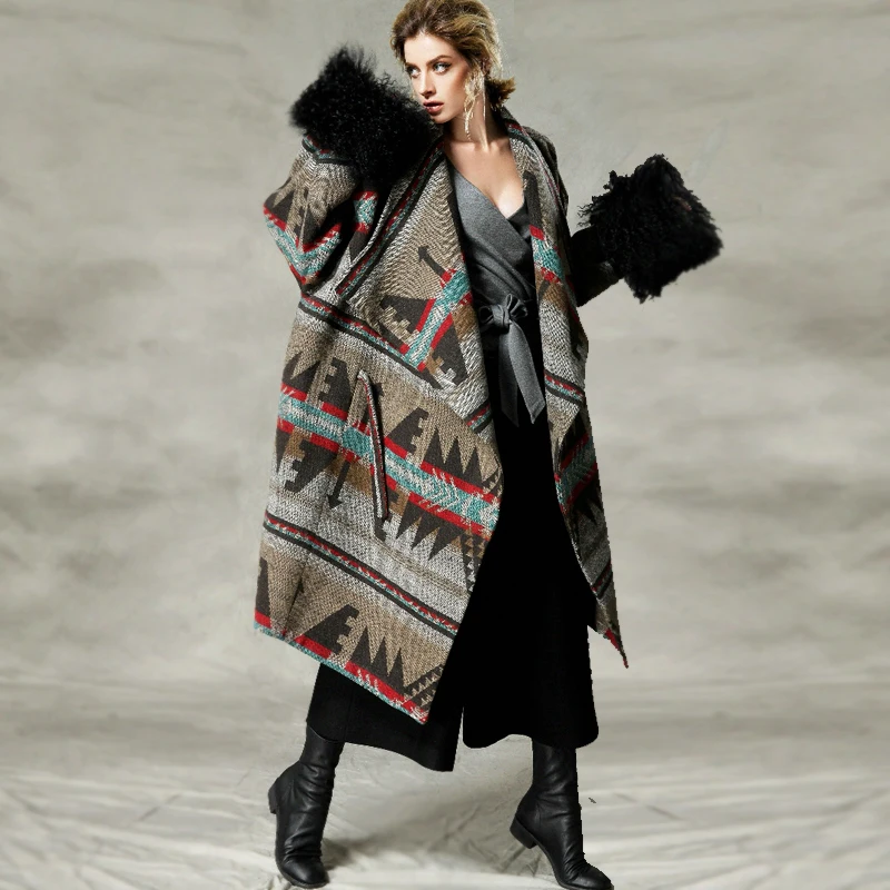 C4002 Autumn and Winter 2018 Ethnic Style print tibet sheep fur long sleeve overcoat loose oversized women wool coat
C4002 Autumn and Winter 2018 Ethnic Style print tibet sheep fur long sleeve overcoat loose oversized women wool coat