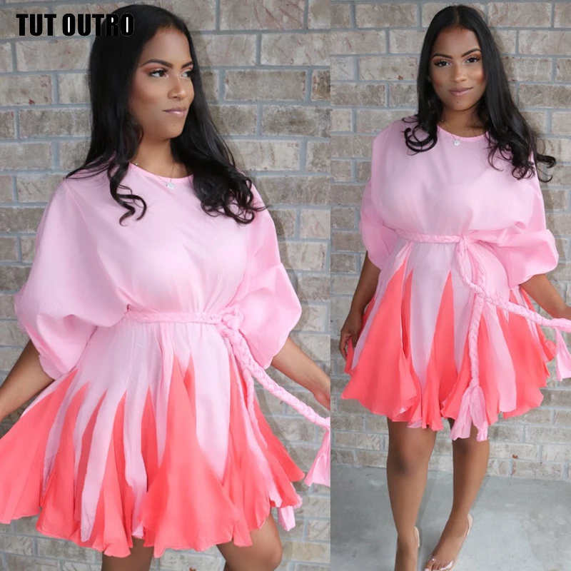 Autumn Princess Dress Women Ruffle Pleated Short Dress Pink Elegant Sweet Girls Loose Beach Mini Dress With Waistband Z372
Autumn Princess Dress Women Ruffle Pleated Short Dress Pink Elegant Sweet Girls Loose Beach Mini Dress With Waistband Z372