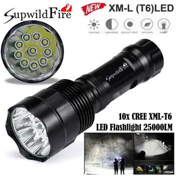 Super Bright 25000Lm 10x CREE XML T6 LED 5Mode 18650 Flashlight Torch Light Lamp multi-function lighting flashlight #4A12
Super Bright 25000Lm 10x CREE XML T6 LED 5Mode 18650 Flashlight Torch Light Lamp multi-function lighting flashlight #4A12