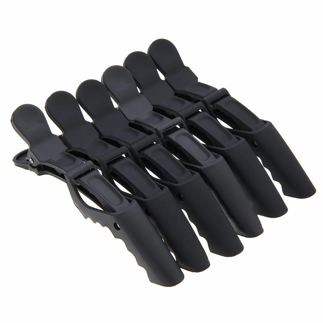 Mayitr 6pcs Black Matte Sectioning Clips High Quality Clamps Hair Grip Hairdressing Salon Hairpin Grip For Styling Tool