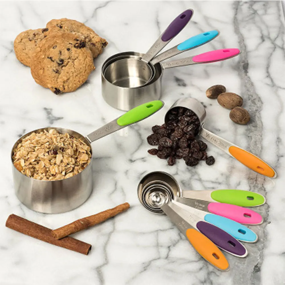10 Piece Professional Grade Stainless Steel Measuring Cups and Spoons Set with Soft Silicone Handles for Easy Grip
10 Piece Professional Grade Stainless Steel Measuring Cups and Spoons Set with Soft Silicone Handles for Easy Grip