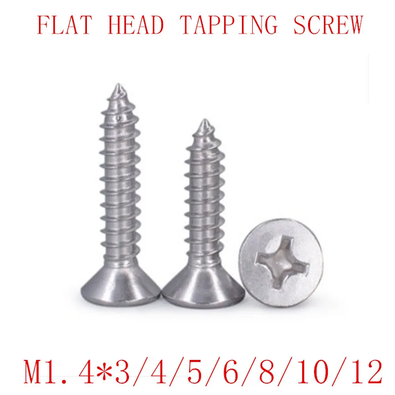 M1.4, 100PCS DIN7982 304 Stainless Steel Screws M1.4*3-12mm Cross Recessed Flat Head Countersunk Self-tapping Wood Screws
M1.4, 100PCS DIN7982 304 Stainless Steel Screws M1.4*3-12mm Cross Recessed Flat Head Countersunk Self-tapping Wood Screws