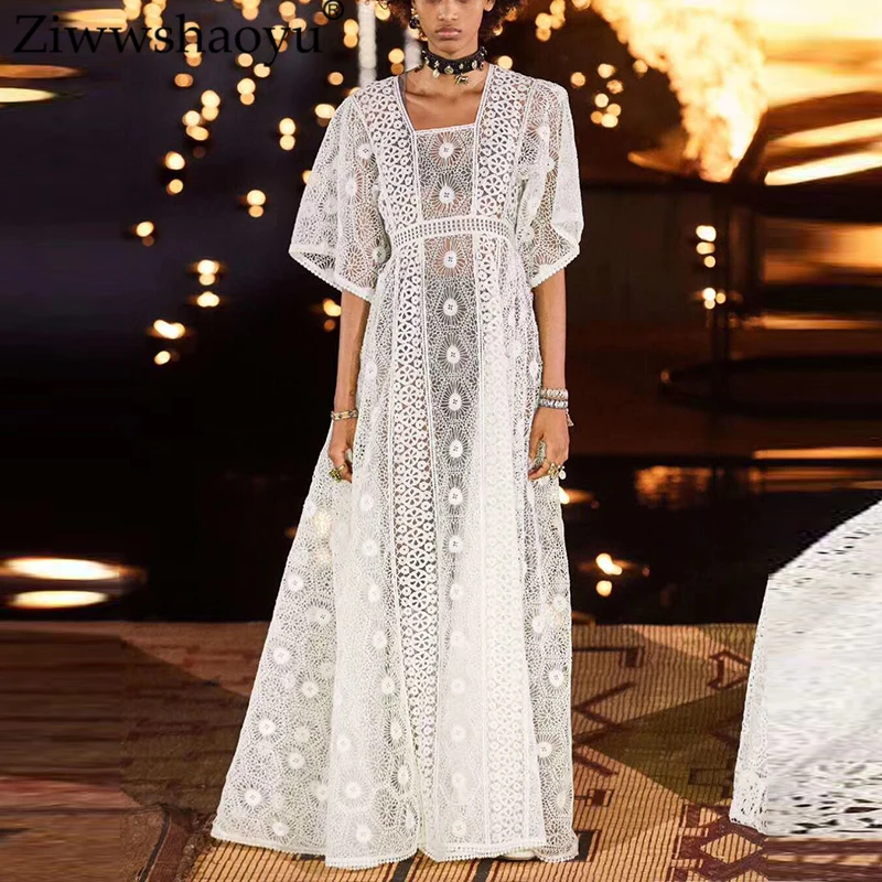Ziwwshaoyu Elegant Floral Maxi dresses Square Collar Hollow Out temperament Slim Water soluble dress New women's
Ziwwshaoyu Elegant Floral Maxi dresses Square Collar Hollow Out temperament Slim Water soluble dress New women's