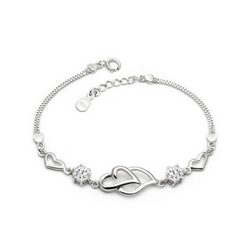 New Trendy 925 Silver Bracelets For Women Wedding Jewelry Shiny Zircon Elegant Double Love Heart Bangles Lady Engagement Gifts
New Trendy 925 Silver Bracelets For Women Wedding Jewelry Shiny Zircon Elegant Double Love Heart Bangles Lady Engagement Gifts