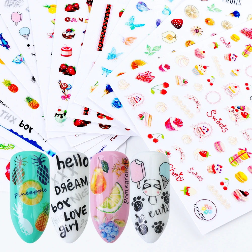 1pcs 3D Nail Stickers Mix Color Cartoon Fruit Cake New Designs Adhesive Sliders For Nail Decals DIY Manicure Stencil LACA277-288
1pcs 3D Nail Stickers Mix Color Cartoon Fruit Cake New Designs Adhesive Sliders For Nail Decals DIY Manicure Stencil LACA277-288
