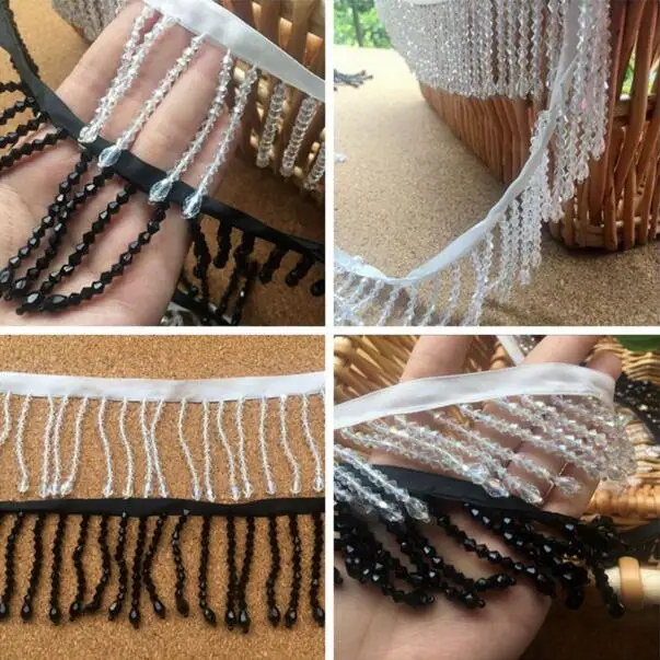 2yard Black White Beaded Ribbon Fringe Lace Trim Beads Tassel DIY Sewing Wedding Dress Skirt Home Curtain Decoration Accessories
2yard Black White Beaded Ribbon Fringe Lace Trim Beads Tassel DIY Sewing Wedding Dress Skirt Home Curtain Decoration Accessories