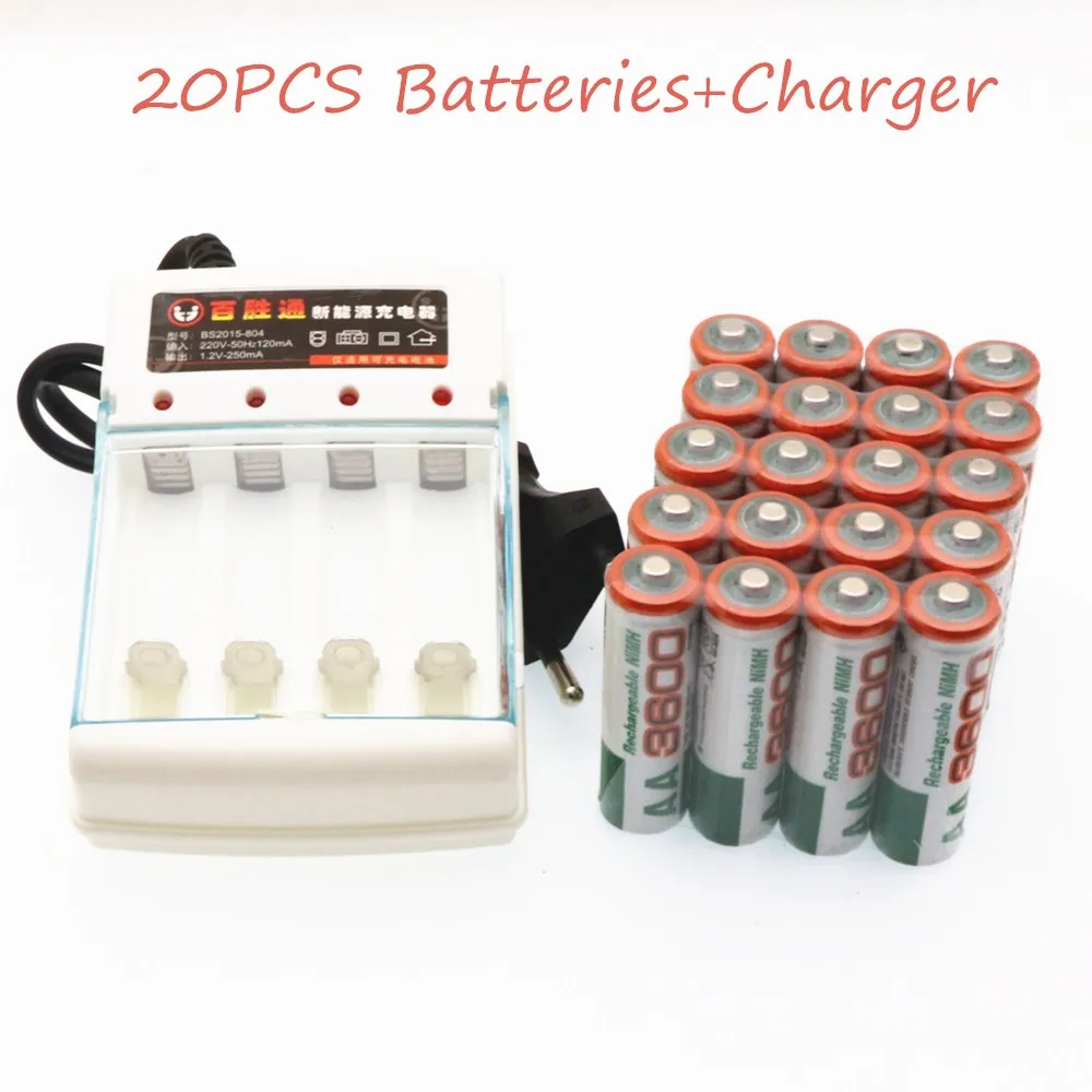 

100% New Battery AA 3000mah 1.2V Quanlity Rechargeable Battery AA 3600mAh BTY NI-MH 1.2V Rechargeable 2A Battery 3600mAh+Charger