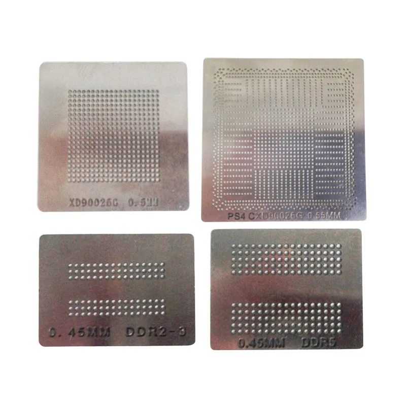 4pcs PS4 Direct Heating Reballing BGA Stencil CXD90025G CXD90026G K4B2G1646E DDR3 SDRAM K4G41325FC GDDR5 RAM For 0.5 0.45mm ball
4pcs PS4 Direct Heating Reballing BGA Stencil CXD90025G CXD90026G K4B2G1646E DDR3 SDRAM K4G41325FC GDDR5 RAM For 0.5 0.45mm ball