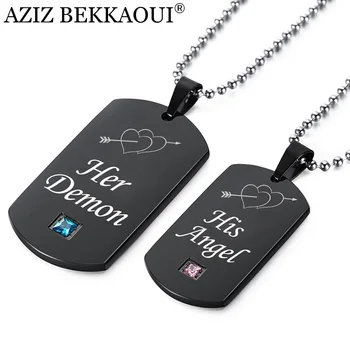 AZIZ BEKKAOUI His Angel & Her Demon Stainless Steel Couple Necklaces Black Double Heart Tag Pendant Necklace Dropshipping
AZIZ BEKKAOUI His Angel & Her Demon Stainless Steel Couple Necklaces Black Double Heart Tag Pendant Necklace Dropshipping
