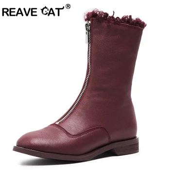 REAVE CAT Women genuine leather boots Ankle boots Shoes woman Zapatos de mujer Botas mujer Zipper Warm Sheepskin Wool Cool A1486
REAVE CAT Women genuine leather boots Ankle boots Shoes woman Zapatos de mujer Botas mujer Zipper Warm Sheepskin Wool Cool A1486