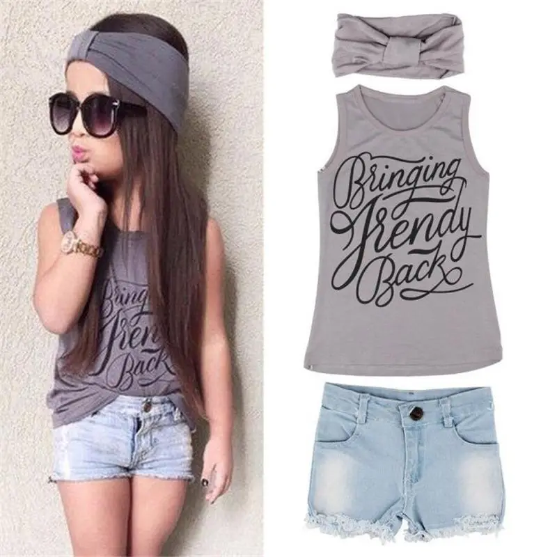 Fashion Children Boys Girls Summer Clothing Baby Vest Clothes + Jeans Pants Shorts+Scarf Suit Outfit Clothes Tracksuits Cherryb
Fashion Children Boys Girls Summer Clothing Baby Vest Clothes + Jeans Pants Shorts+Scarf Suit Outfit Clothes Tracksuits Cherryb