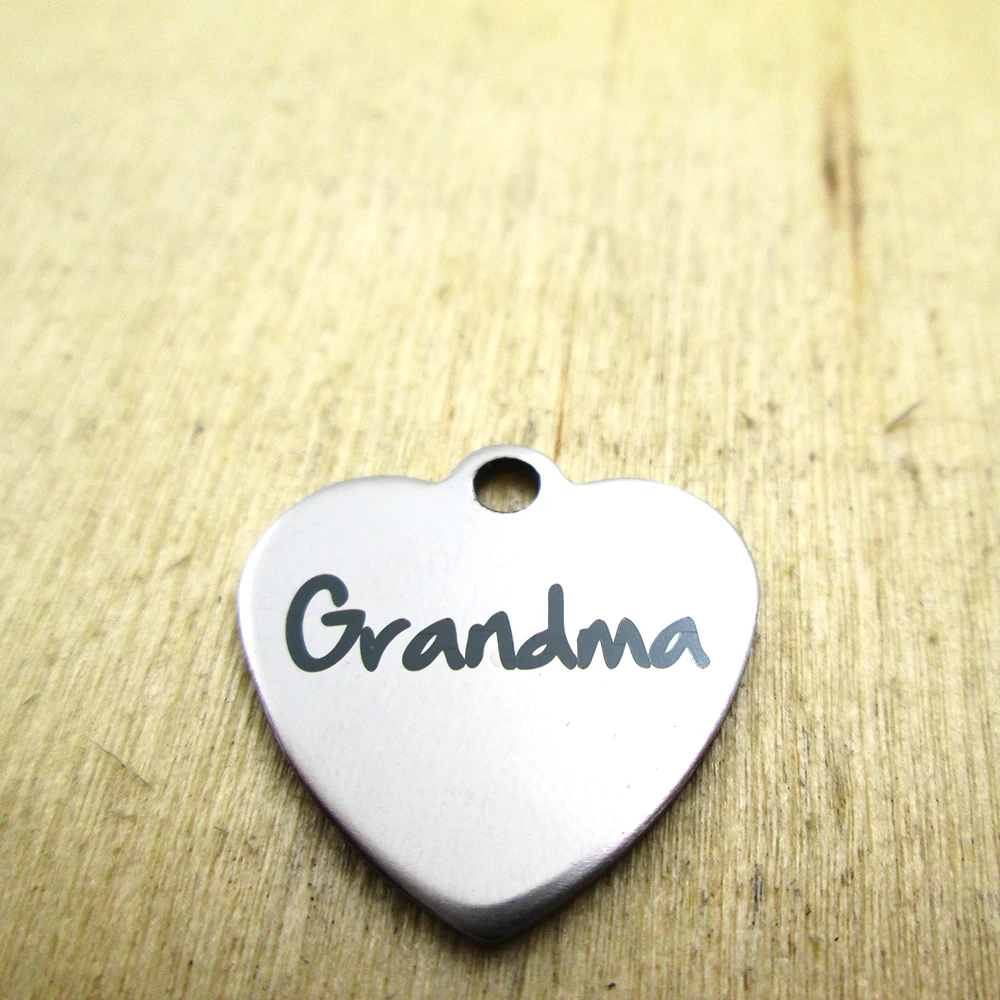 20pcs/lot--grandma stainless steel charms - Laser Engraved - Customized - DIY Charms Pendants
20pcs/lot--grandma stainless steel charms - Laser Engraved - Customized - DIY Charms Pendants