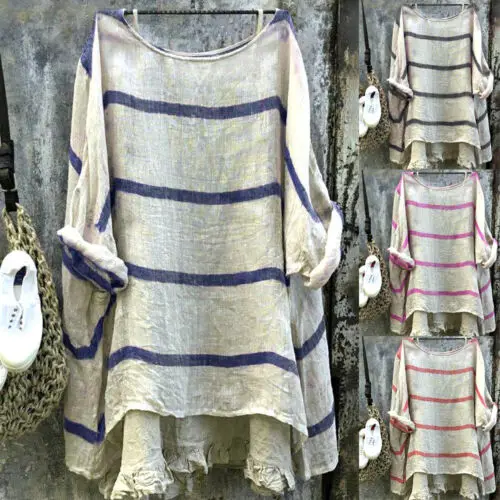 Stylish Women Plus Size Striped Long Sleeve Loose Comfortable T-shirts Lady Summer Casual Cotton Lower Body Missing Tops M-XXXL
Stylish Women Plus Size Striped Long Sleeve Loose Comfortable T-shirts Lady Summer Casual Cotton Lower Body Missing Tops M-XXXL