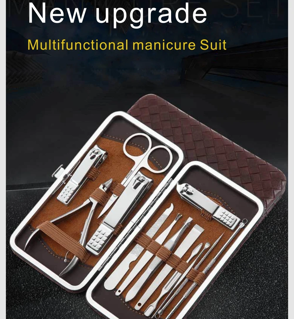 13 Piece Manicure Profeesional Tool Pedicure Sets Steel Nail Clipper Trimming Scissor Cuticle Polished File Kit 13 Piece Manicure Profeesional Tool Pedicure Sets Steel Nail Clipper Trimming Scissor Cuticle Polished File Kit