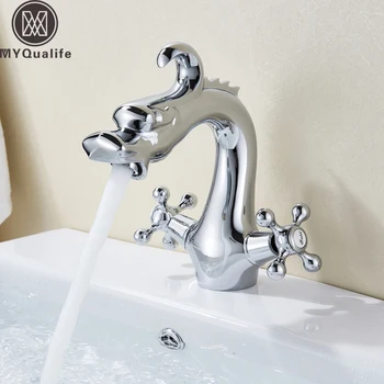 Chrome Dragon Style Basin Faucet Dual Handles Deck Mount Bathroom Washbasin Mixer Taps Hot Cold Water Tap One Hole
Chrome Dragon Style Basin Faucet Dual Handles Deck Mount Bathroom Washbasin Mixer Taps Hot Cold Water Tap One Hole