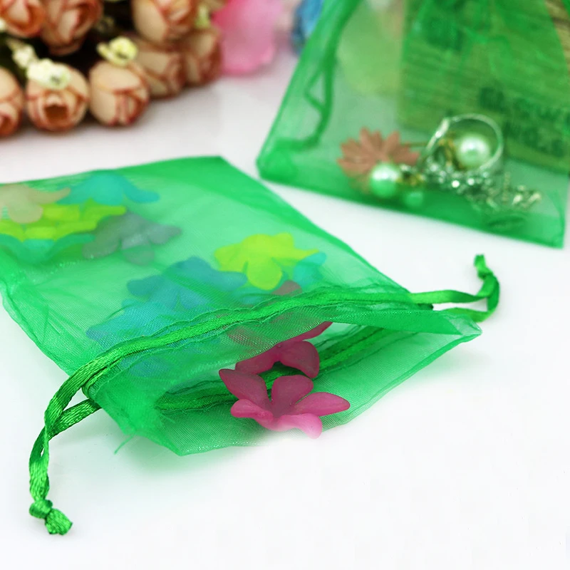 

1000pcs 9*12cm Grass Green Organza Gift Bag Jewelry Packaging Display Bags Drawstring Pouch For Bracelets/necklace/wed Yarn Bag