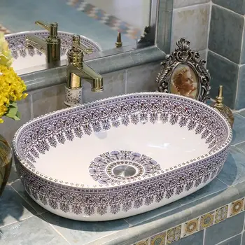 Oval Ceramic Counter Top Wash Basin Bathroom Sinks ceramic wash basin blue white
Oval Ceramic Counter Top Wash Basin Bathroom Sinks ceramic wash basin blue white