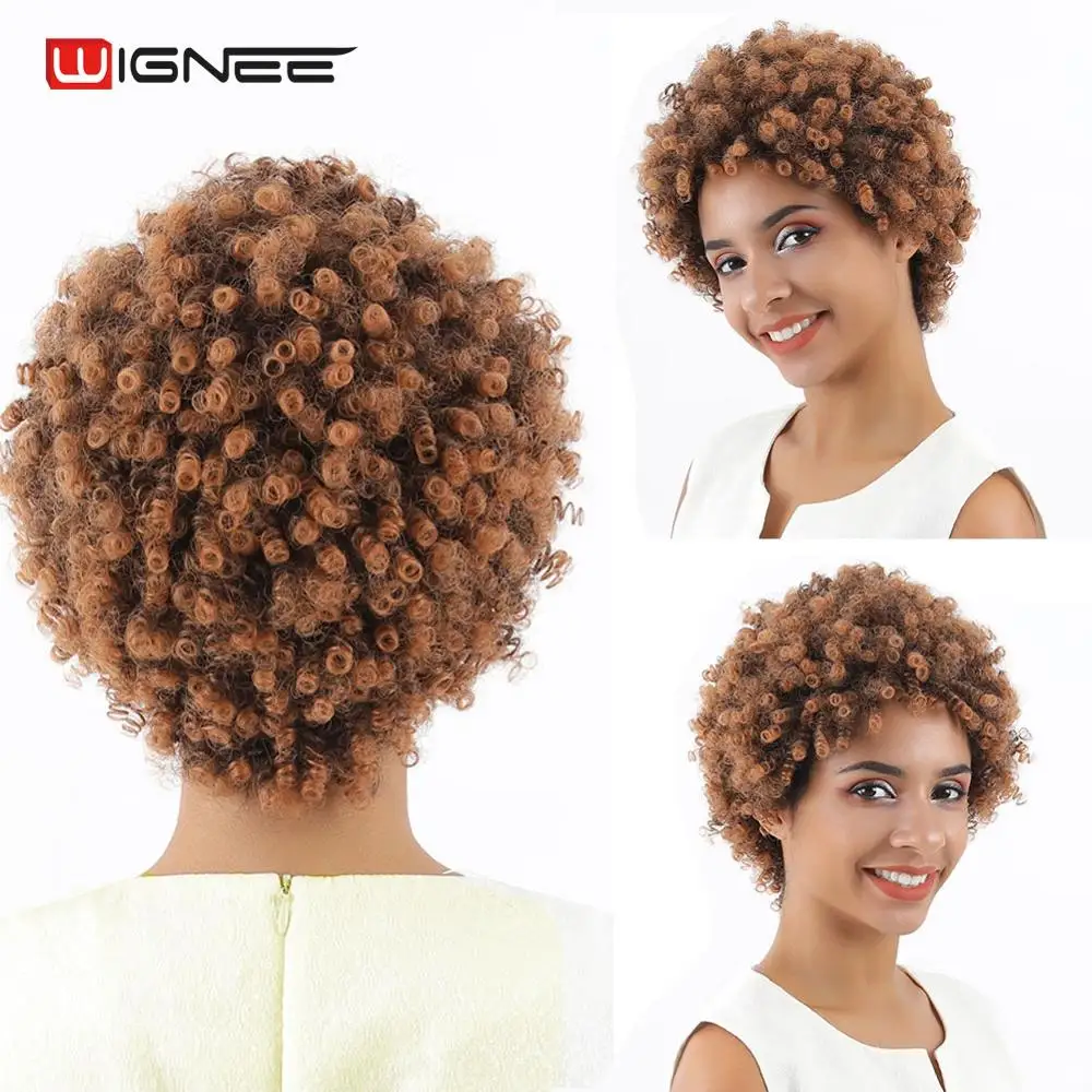 Wignee Mixed Brown Short Hair Wig Afro Curly Synthetic Wig for Women High Density Temperature Heat Resistant Africa American Wig
Wignee Mixed Brown Short Hair Wig Afro Curly Synthetic Wig for Women High Density Temperature Heat Resistant Africa American Wig