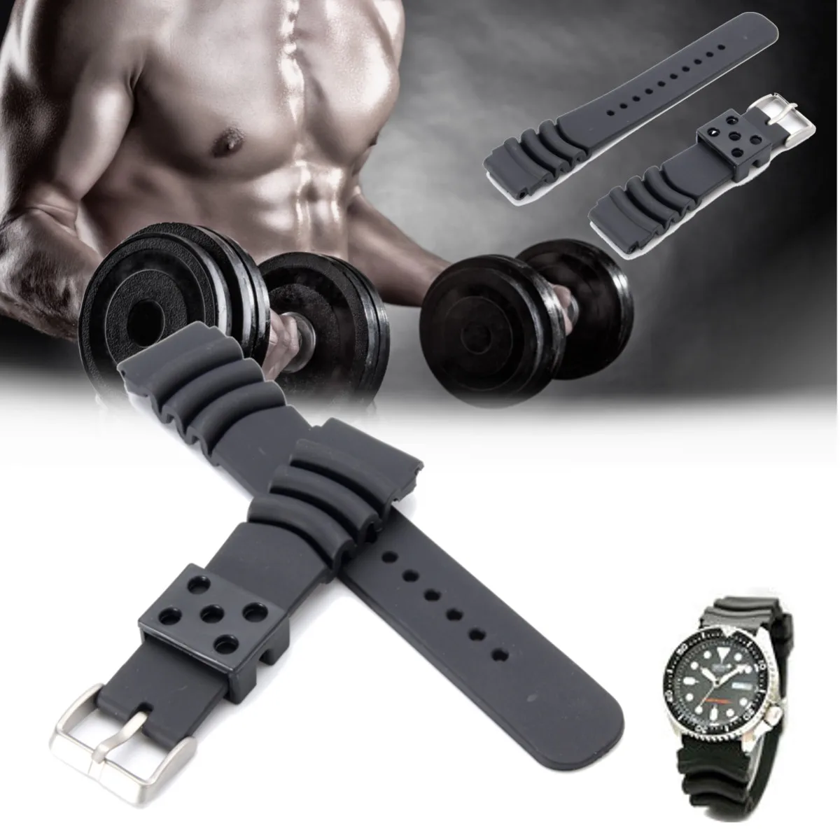 Replacement 20mm/22mm Width Divers Rubber Silicone Watch Band Strap Ocean Ripples for SEIKO Strap Brand Watchband Sports Man
Replacement 20mm/22mm Width Divers Rubber Silicone Watch Band Strap Ocean Ripples for SEIKO Strap Brand Watchband Sports Man