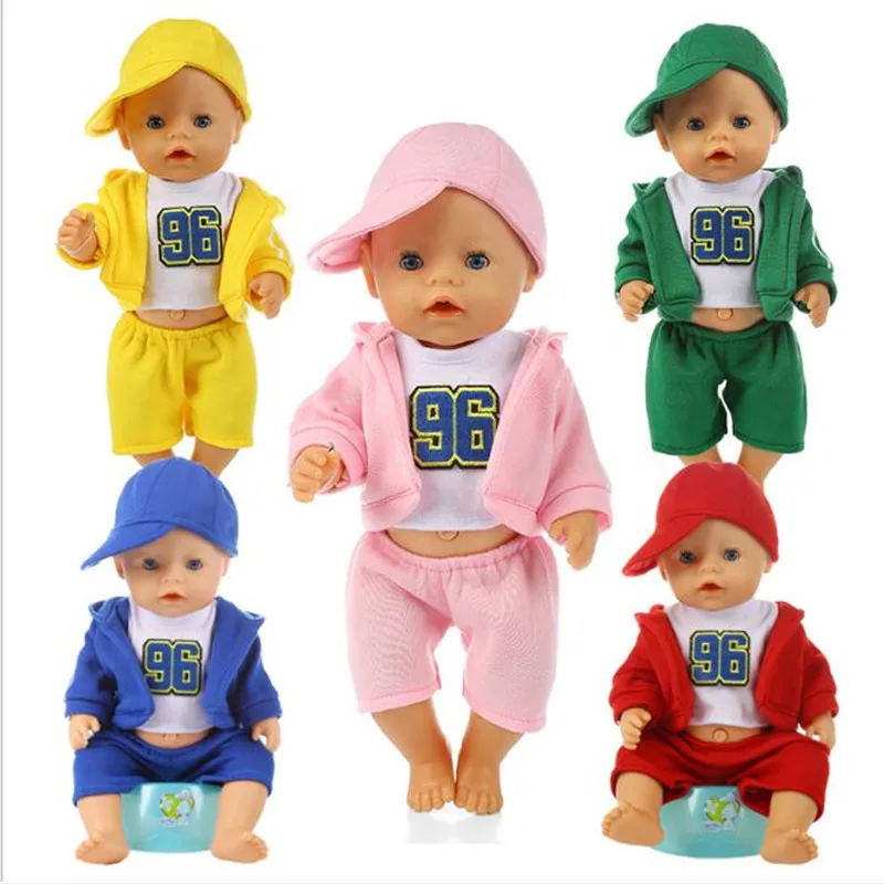 Born New Baby Fit 18 inch 43cm Doll Clothes Three Sportswear With Pink, Blue and Red Hat Doll Accessories For Baby Birthday Gift
Born New Baby Fit 18 inch 43cm Doll Clothes Three Sportswear With Pink, Blue and Red Hat Doll Accessories For Baby Birthday Gift