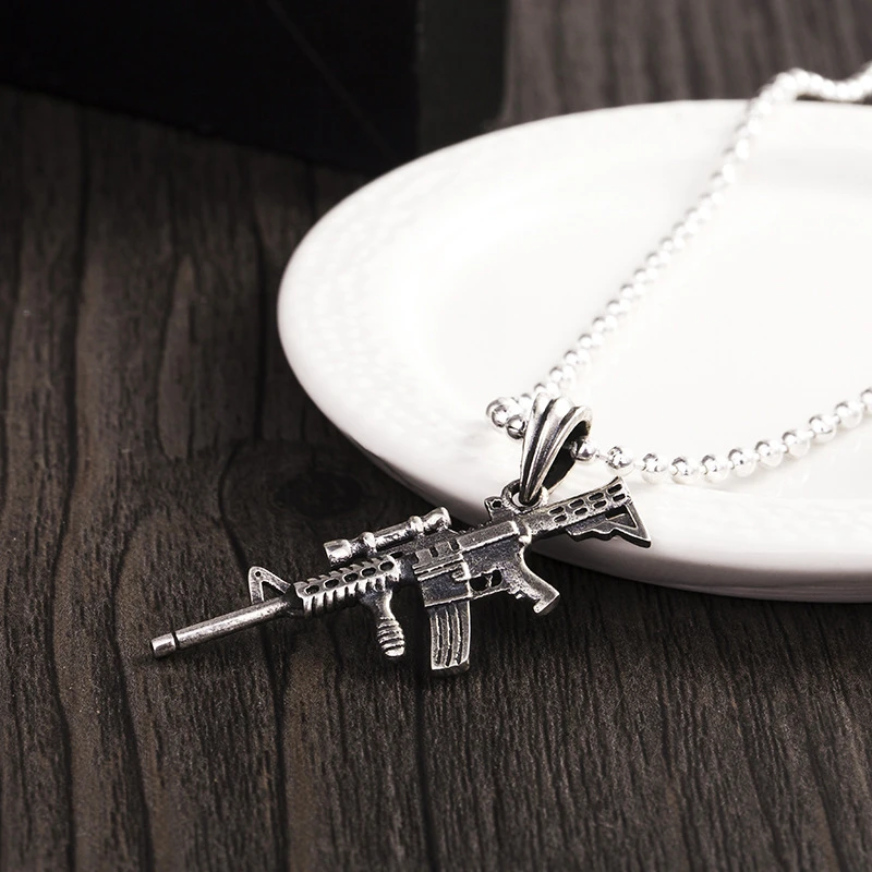 Wolf Warrior 2 Same Design Pistol Antique 925 Sterling Silver Pendant for Men Necklace Vintage Thai Silver Handgun Punk Pendant
Wolf Warrior 2 Same Design Pistol Antique 925 Sterling Silver Pendant for Men Necklace Vintage Thai Silver Handgun Punk Pendant