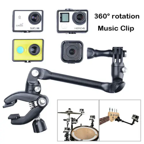Guitar Drum Clips 360 Rotate Music Mount Arm Clamp for Gopro