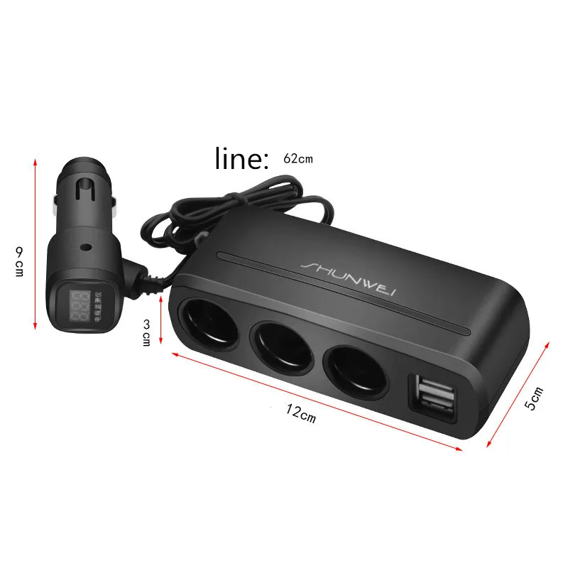 voltage monitoring car charger dual USB car charger independent switch one point three smoke socket SD-1939C
voltage monitoring car charger dual USB car charger independent switch one point three smoke socket SD-1939C
