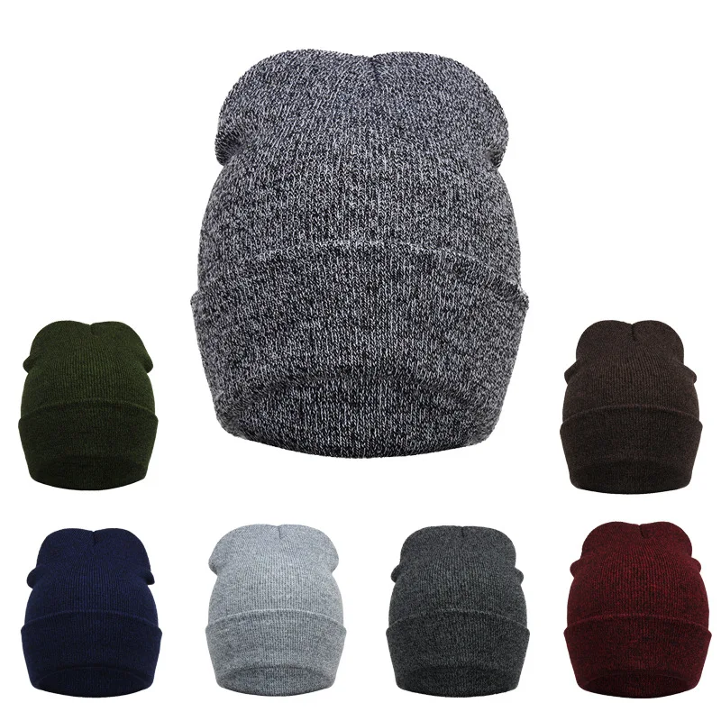 Фото Knitted Hats for Women Men Autumn Winter Soild Color Beanie Caps Girls Wool Hat Female and Male Skullies Stocking Gorro | Аксессуары для
