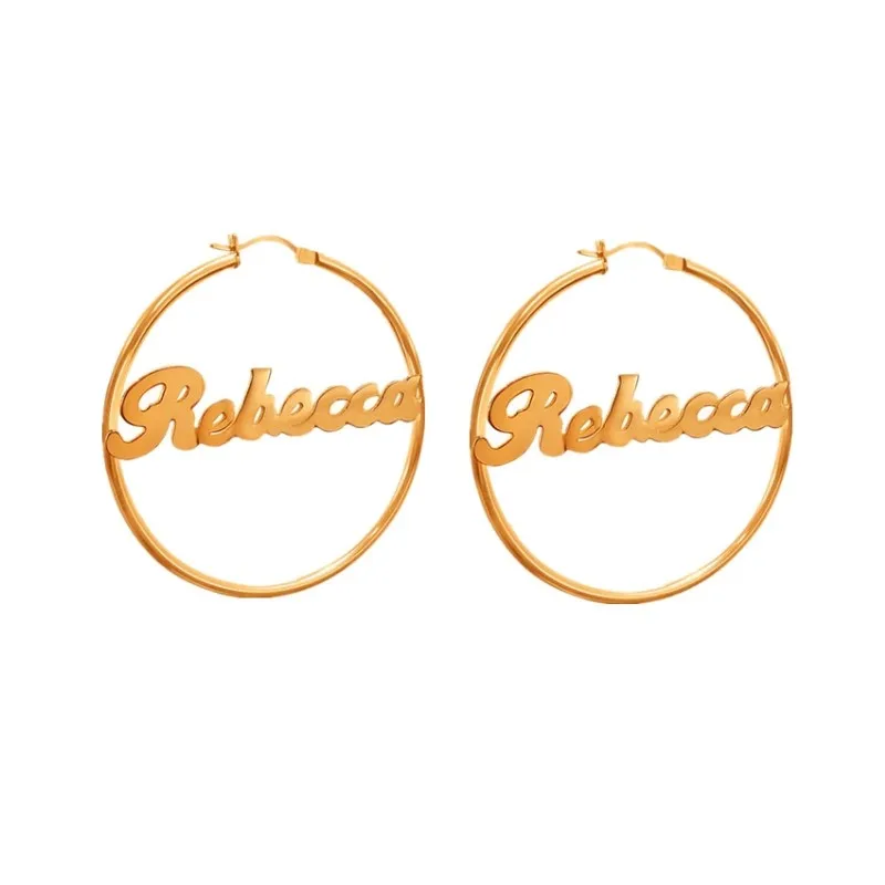 Stainless Steel Gold Earrings Custom Personalized Nameplate Name Hoop Earrings for Women
Stainless Steel Gold Earrings Custom Personalized Nameplate Name Hoop Earrings for Women