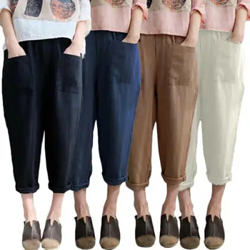 Women's Linen Cropped Pants Tapered Ankle Capris Trousers Elastic Waist Girls Cotton Linen Harem Elastic Waist Casual Loose
Women's Linen Cropped Pants Tapered Ankle Capris Trousers Elastic Waist Girls Cotton Linen Harem Elastic Waist Casual Loose