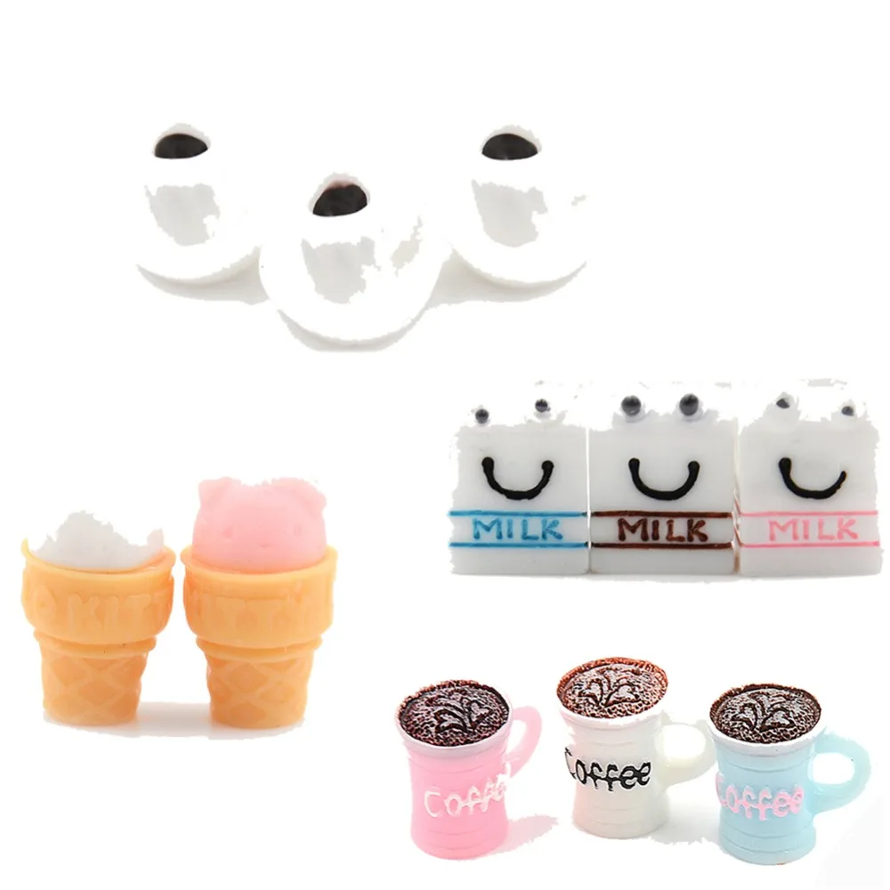 5pcs/Set Cute Resin 3D Coffee Cup Miniatures Models scene Mini Milk Bottles Figurine Simulation Model Doll House Accessories |