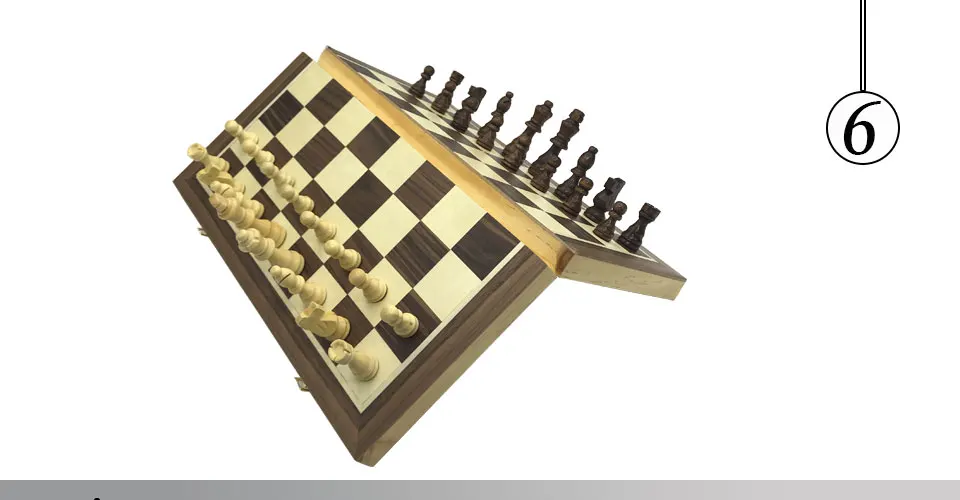 Easytoday Magnetic Folding Chess Games Set Wooden Chessboard Solid Wood Chess Pieces High-quality Table Entertainment Games Gift (6)