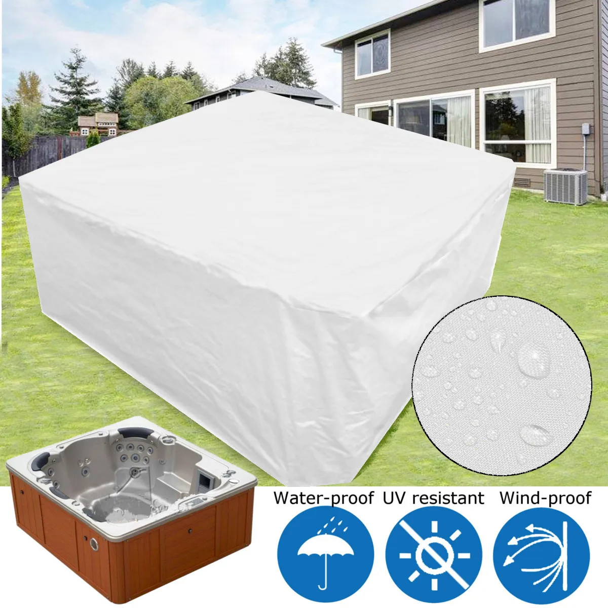215x215x90cm Tub Cover Spa Cap Waterproof Dust/UV proof Cover Cubierta Protector Jacuzzis Hotspring Spa Cubrir Cubierta
215x215x90cm Tub Cover Spa Cap Waterproof Dust/UV proof Cover Cubierta Protector Jacuzzis Hotspring Spa Cubrir Cubierta