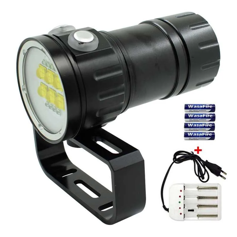 Waterproof Flashlight Led Diving Flash Light Dive Torch Underwater White Red Blue LED Fill Light With 18650 Battery + Charger
Waterproof Flashlight Led Diving Flash Light Dive Torch Underwater White Red Blue LED Fill Light With 18650 Battery + Charger