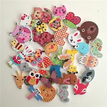 50pc animais misturados 2 furos botões de madeira para scrapbooking artesanato diy bebê crianças acessórios de costura botão decoração(China)